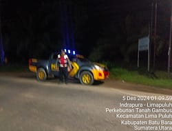 Sat Samapta Polres Batu Bara Patroli Kota Presisi Blue Light Antisipasi 3C di Malam Hari.