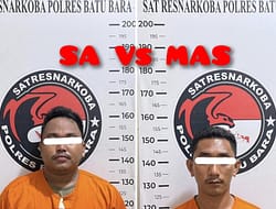 Polisi Narkoba di Batu Bara Tangkap Dua Jantan Tersangka Kasus Shabu.