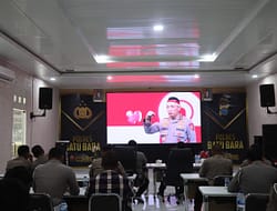 Nonton Bareng Sambutan Kapolri dalam Rangka HUT ke-80 Kemerdekaan RI di Polres Batu Bara.