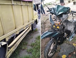 Honda Beat Tabrak Truk Cold Diesel di Jalan Lintas Lubuk Cuik.